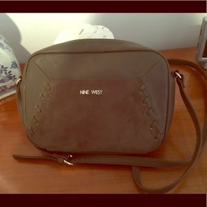 Nine West green suede handbag.